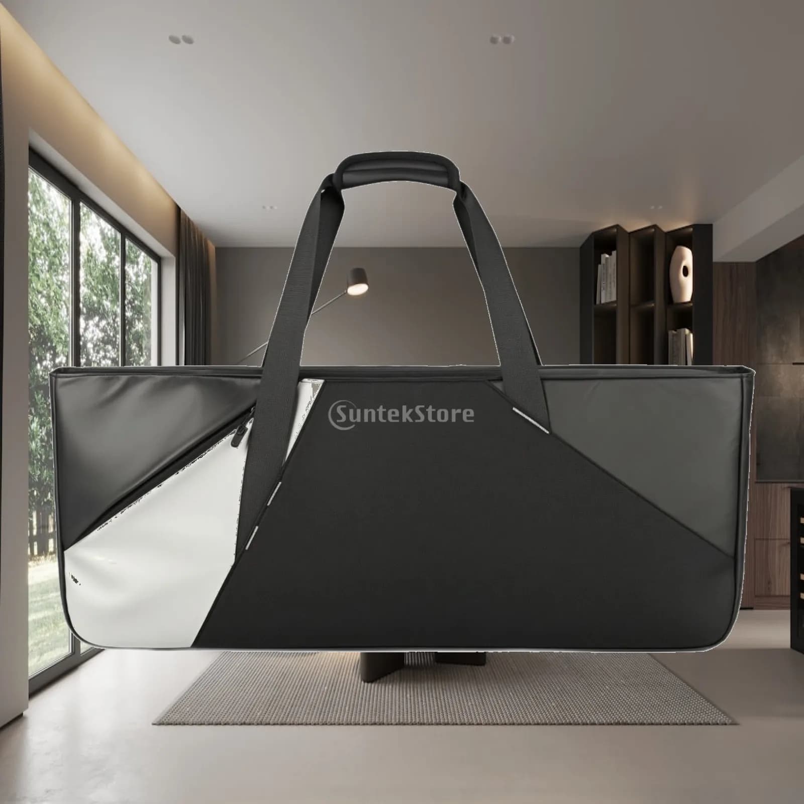 Racket Bag with Zippered Compartment Padded Sports Carry Bag with Shoulder Strap Rectangular Long for Gym Goers, Tennis Court