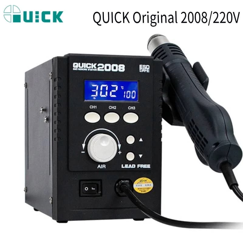 QUICK 2008 pistola termica originale ESD Display digitale senza piombo saldatura rilavorazione stazione di saldatura telefono cellulare PCB SMD BGA pistola ad aria