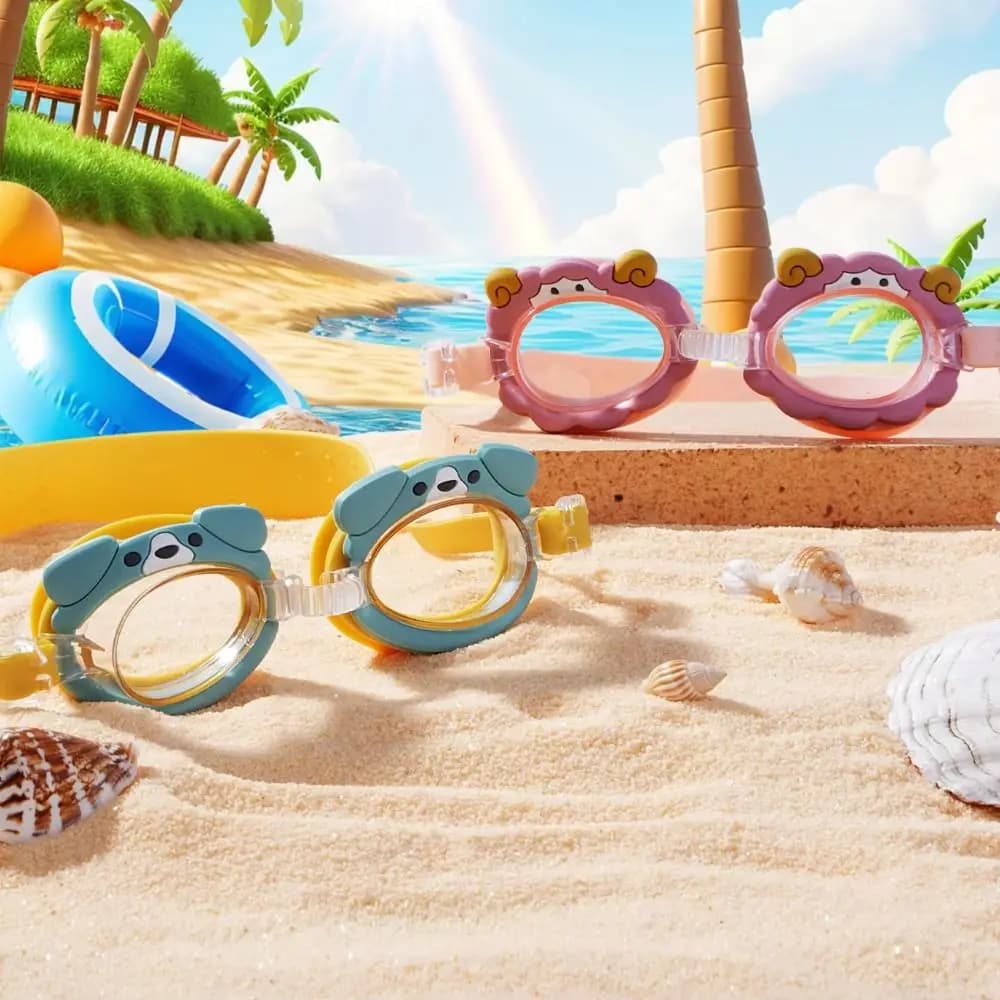 Cartoon Animal Children's Swimming Goggles HD Vision Adjustable Glasses Strap Swimming Goggles Cute Waterproof