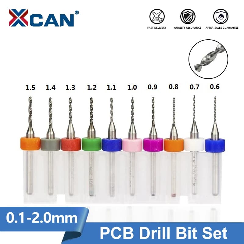 XCAN 0.1mm-2.0mm Import Carbide PCB Drill Tips Printing Circuit Mini CNC Drilling Point Set