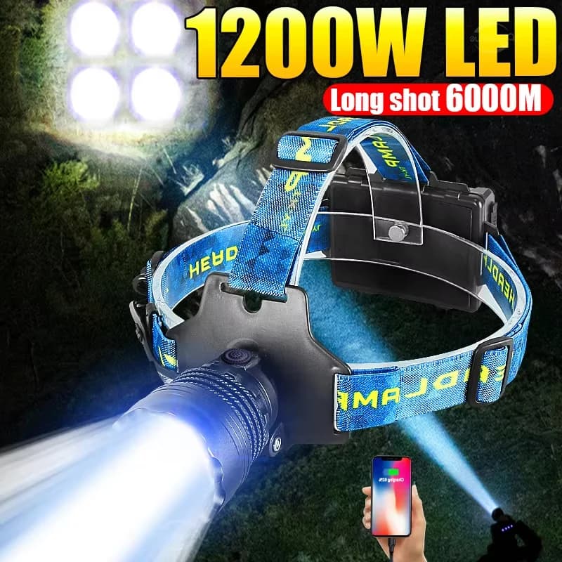 High Power Spotlight Long Rang Wick 4-LED Headlamp Telescopic Zoom Head Flashlight Fishing Light Lamp Torch For Camping Fishing