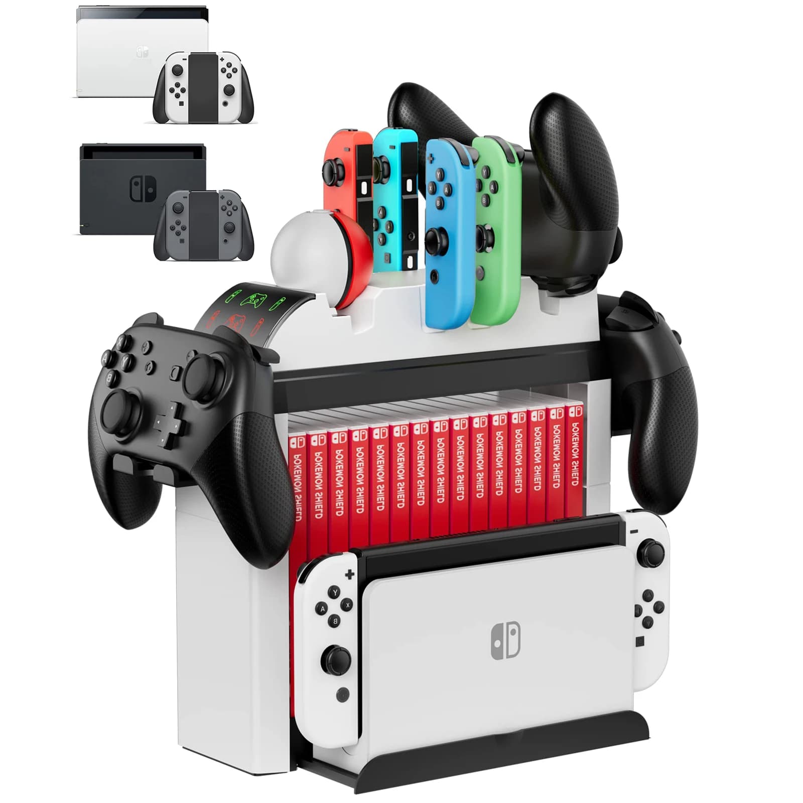 Switch Organizer con Controller Dock di ricarica Controller stazione di ricarica per Nintendo Switch e OLED Joycon Pro Controller