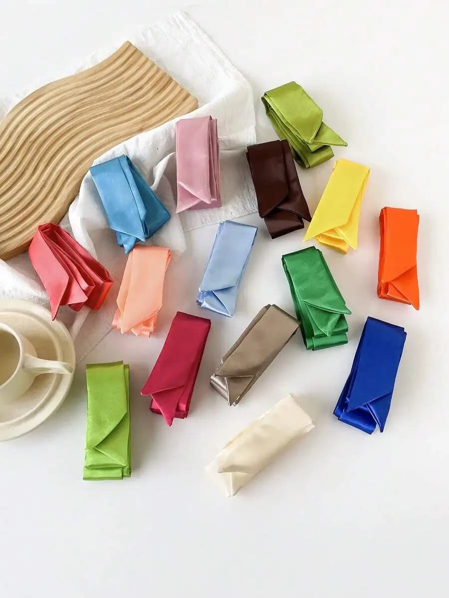Multicolor Long Silk Scarf For Women, Versatile Headband Hair Accessory Casual Wear