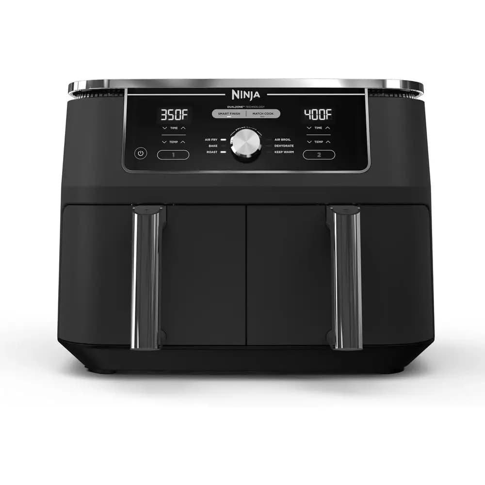 10 Quart Dual-Zone XL Air Fryer with 2 Independent Baskets for Roasting, Broiling, Dehydrating, and More - Quick, Grey (Renewed)