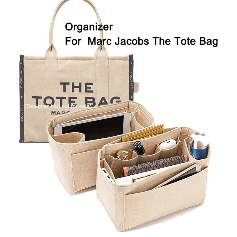 Inserto per organizer per borse, organizer per borse in feltro con cerniera, borsa e modellatore per borse, adatto per Marc Jacobs The Tote Bag