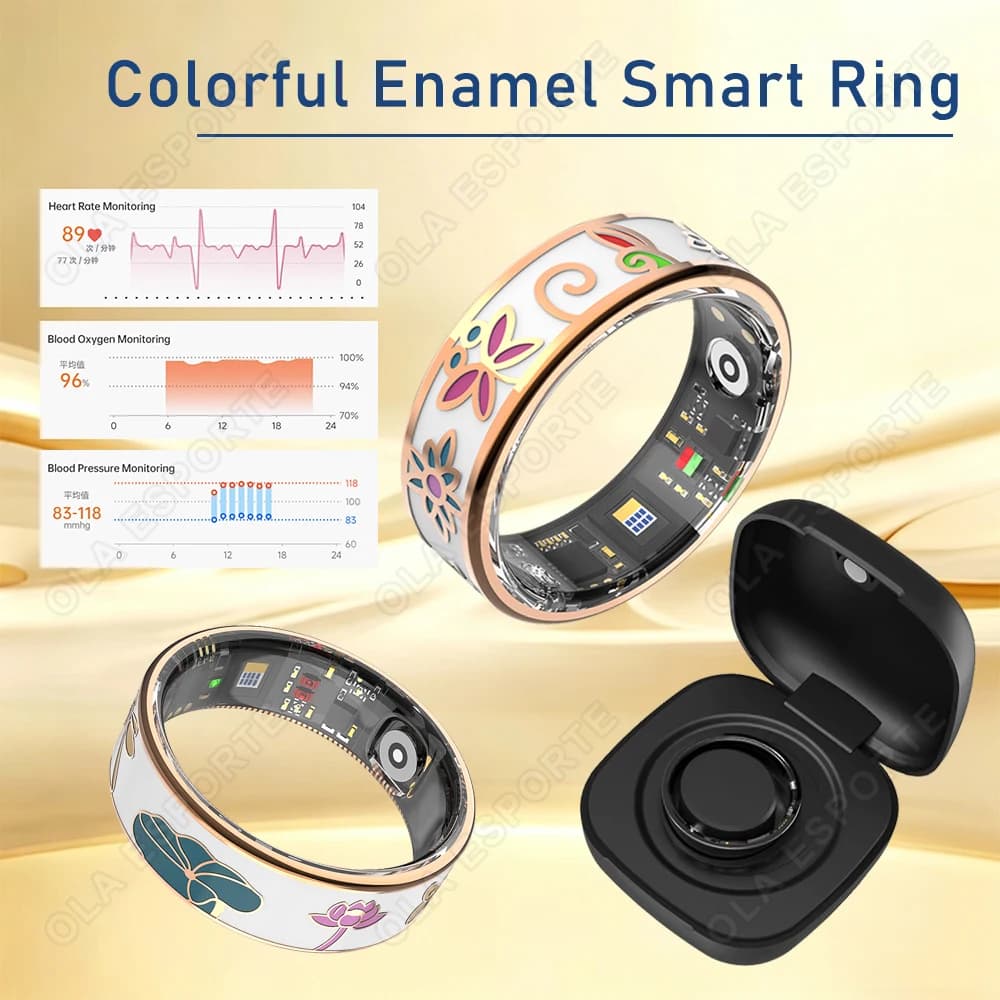 Nuovo Anello Smart alla Moda per la Salute, Impermeabile IP68, Chiamate Wireless, Monitoraggio Frequenza Cardiaca/Sonno/Ossigeno nel Sangue per Android/iOS, Uomo Donna