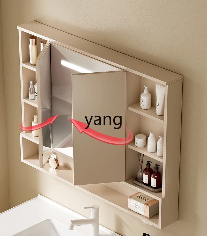 Armadietto a Specchio Intelligente LHH per Bagno, Specchio con Vano Portaoggetti da Parete
