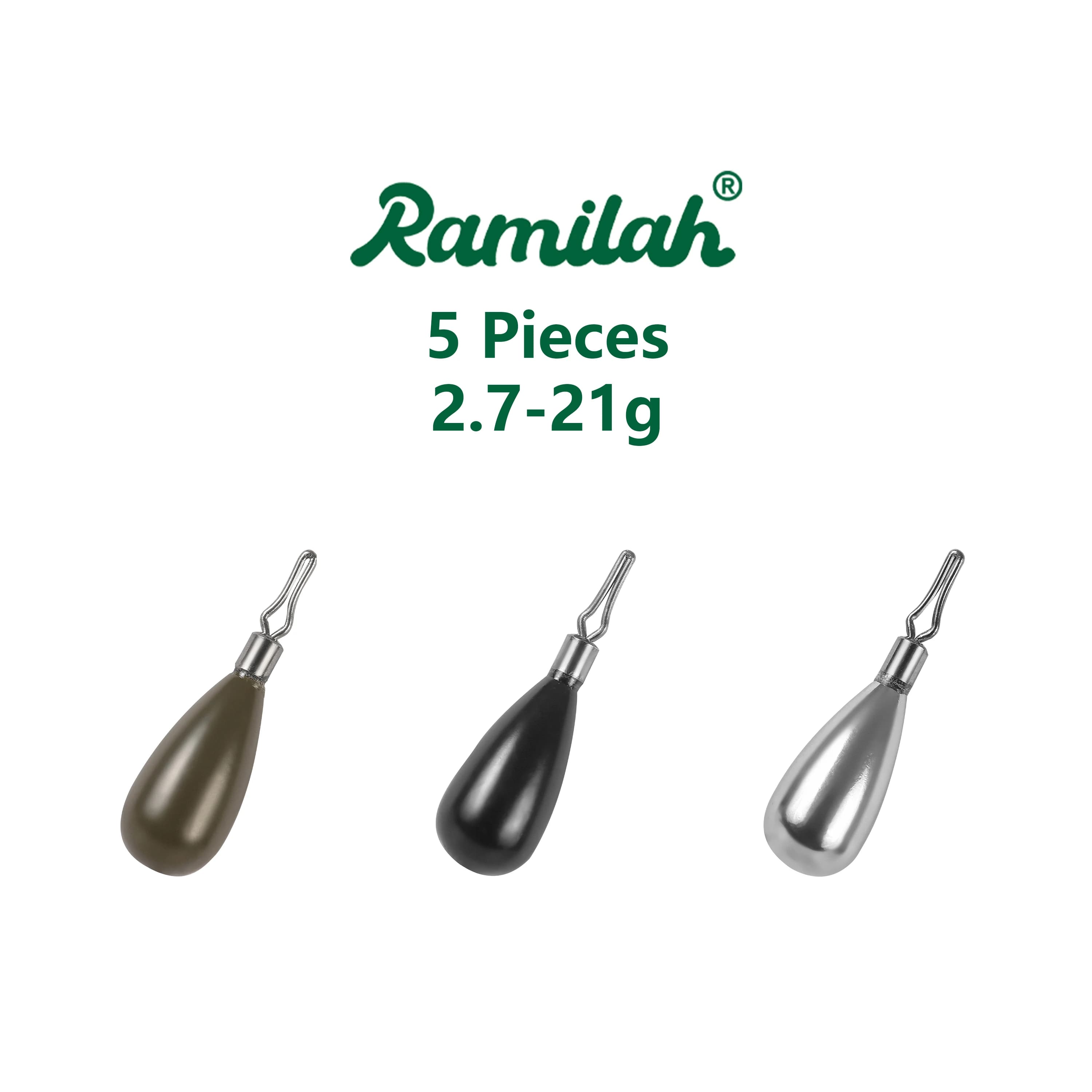 5 pezzi 3 colori 2,7 g-21 g Pesi a goccia senza tungsteno Accessori per la pesca