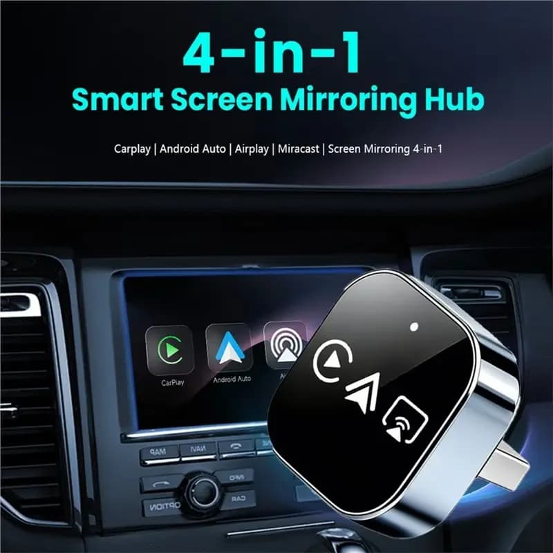 2026 Box Smart AI 4-in-1 Wireless Carplay & Android Auto Adapter per Streaming Netflix YouTube, Lettore Multimediale Auto Plug and Play