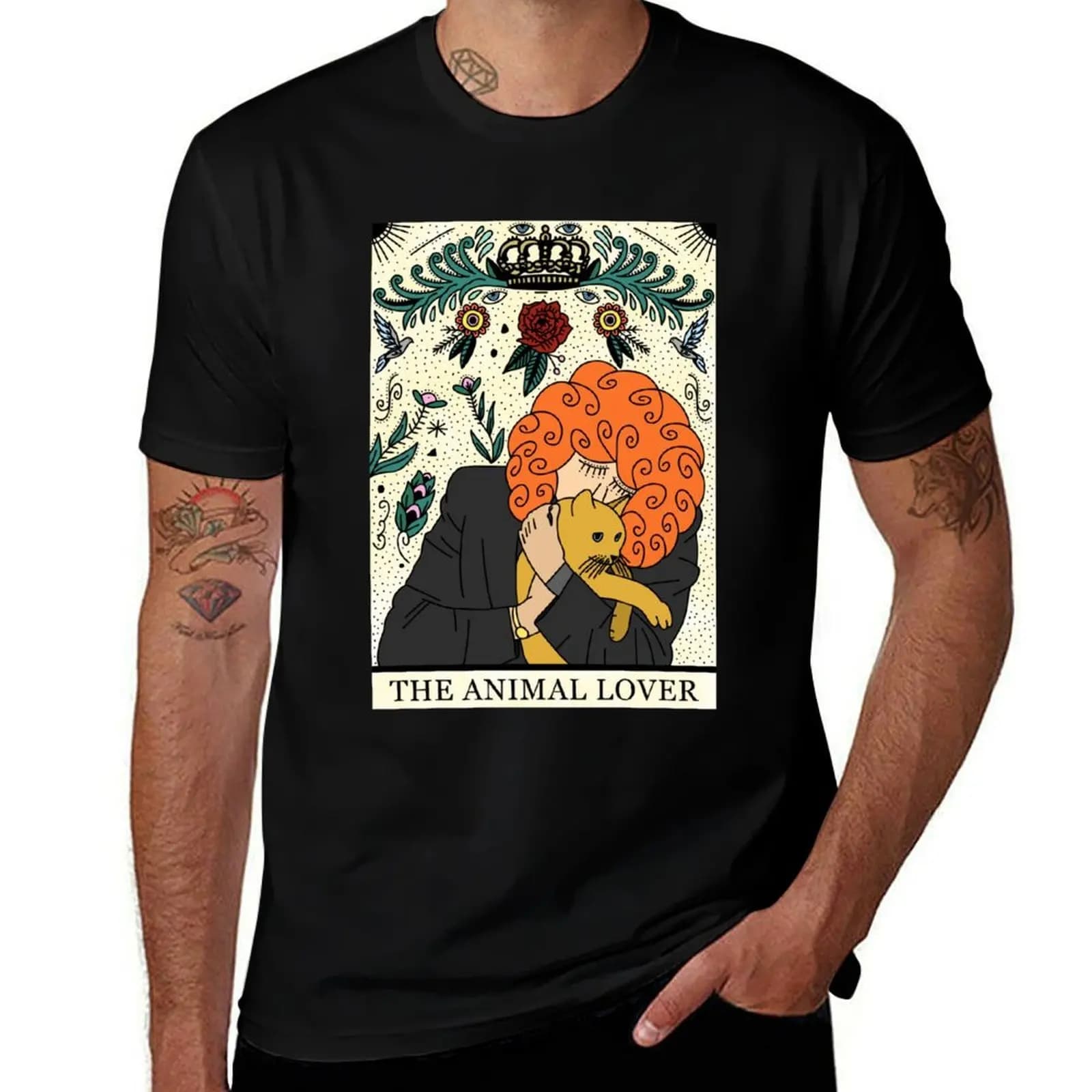 T-shirt con illustrazione della carta dei tarocchi di Netflix Russian Doll The Animal Lover, t-shirt a maniche corte per esercizi in palestra