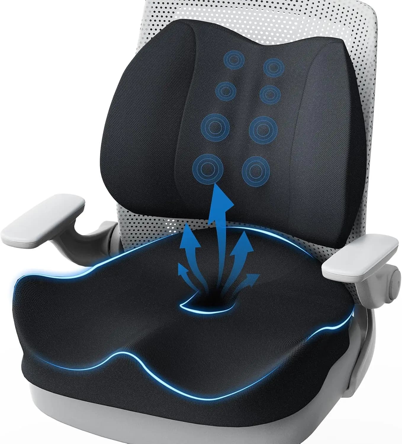 Cuscino Extra Large in Memory Foam con Supporto Lombare per Sedia da Ufficio, Auto, Casa - Sollievo dal Dolore Sciatico