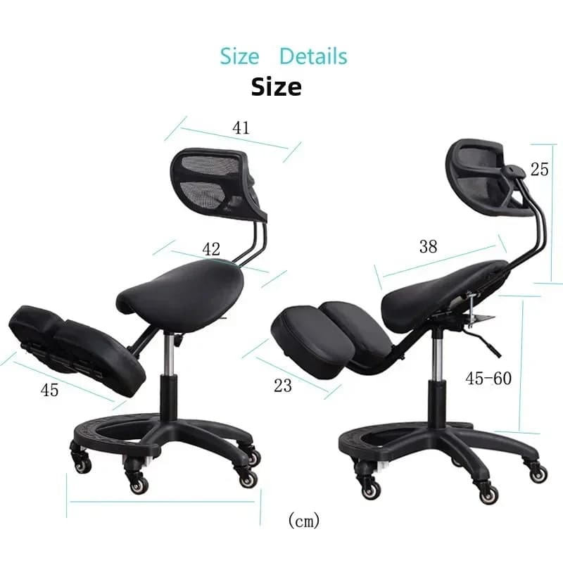 Sedia ergonomica moderna per adulti, a sella, con doppio cuscino, regolabile, anti-cifosi, per la correzione della postura e l'apprendimento