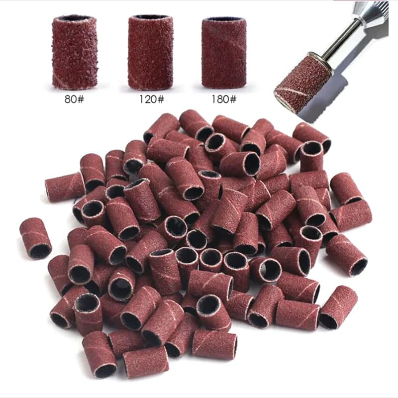 100 pieces/50 pieces Abrasive hood for electric manicure machine 180 # /120 # /80 # Set of pedicure tools with lime for abrasive nail drill