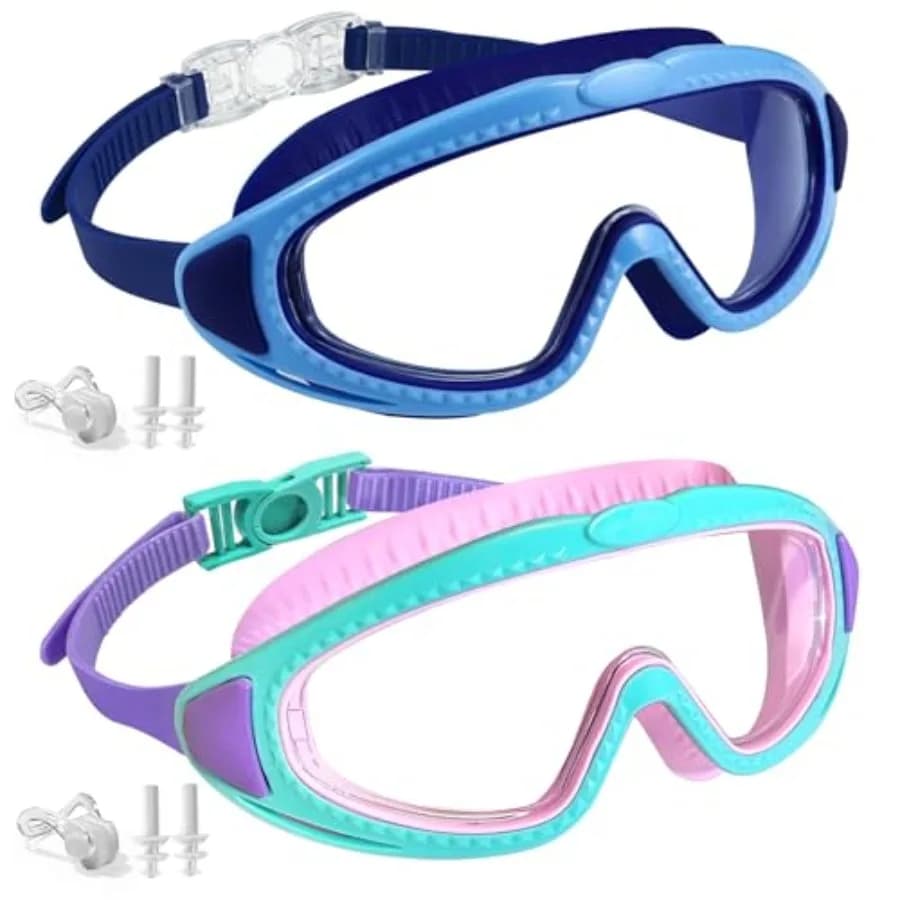 Occhialini da nuoto 4-7, occhialini da nuoto, confezione da 2 occhialini per 6-14, occhialini anti-UV, occhialini per 3-6 per ragazzi e ragazze