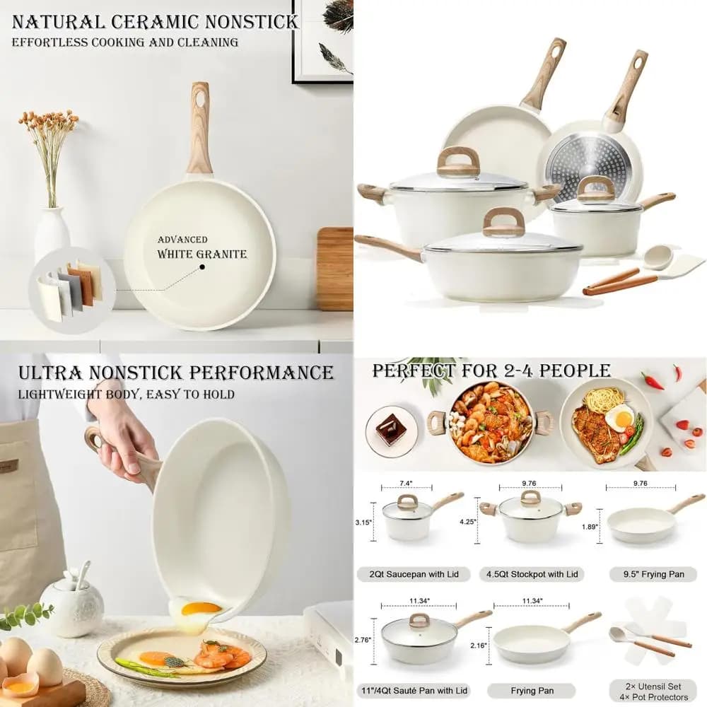 Set of 14-piece granite non-stick pans with induction ready pans, pans, pots and large casserole, without PFAS, PTFE