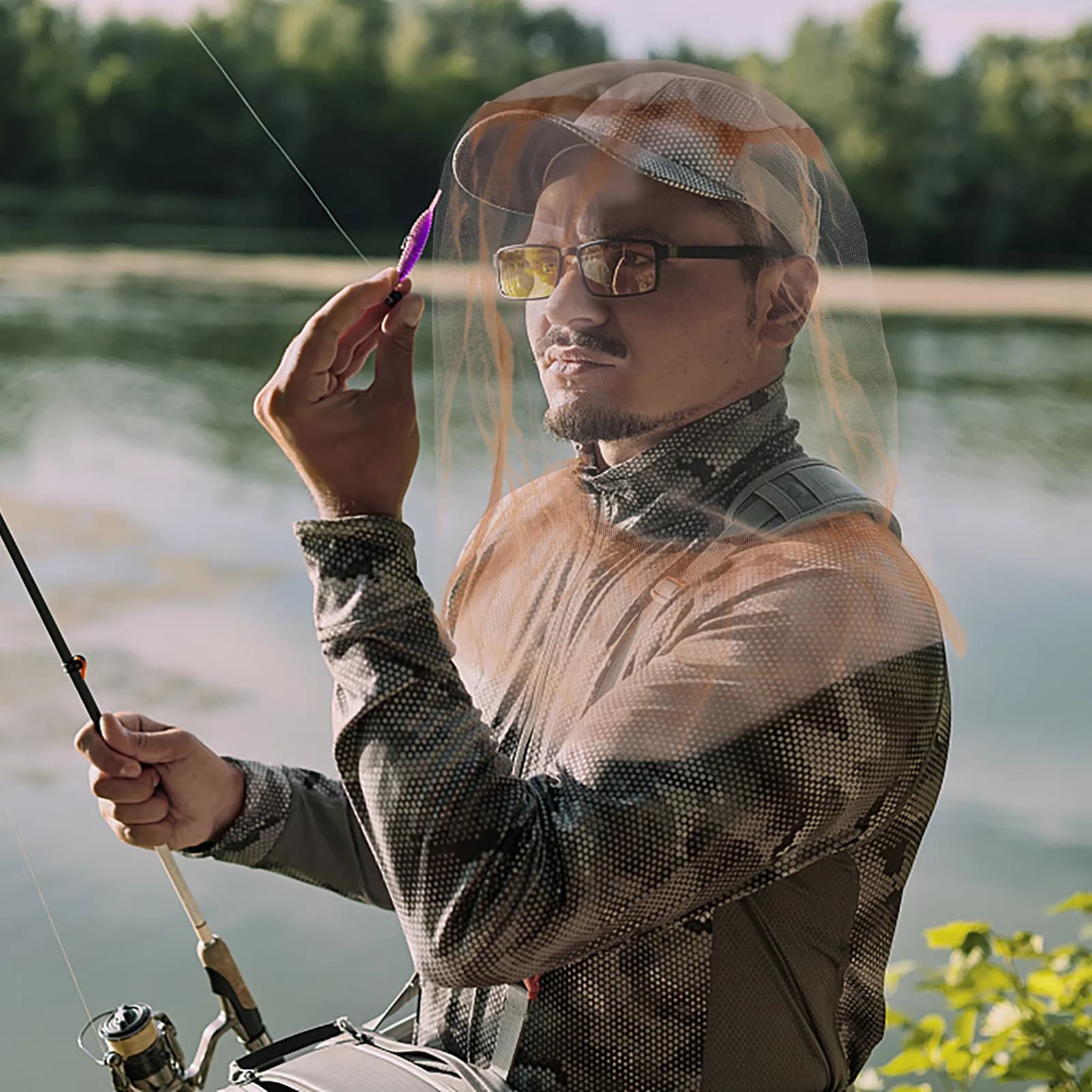 2Pcs Mosquito Hats Breathable Mesh Veil Outdoor Fishing Beekeeping Gardening Head Net Protection Net for Head