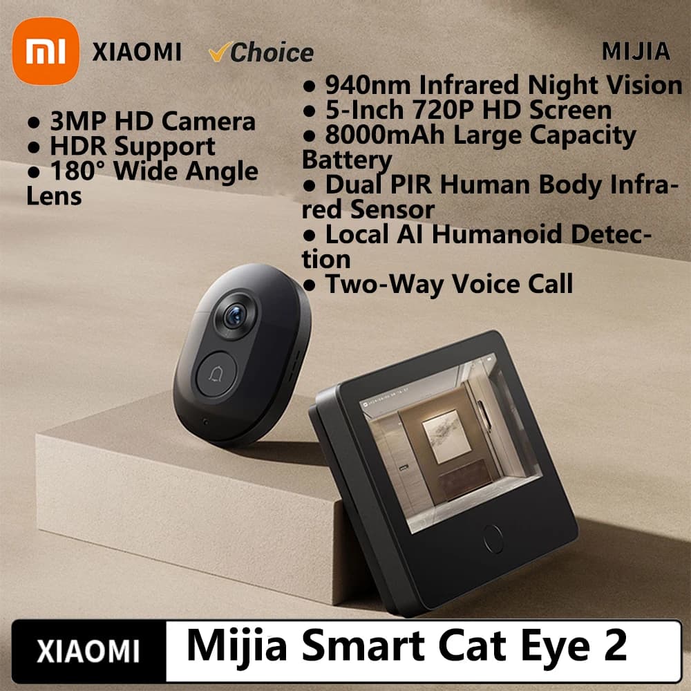 Xiaomi Smart Cat eye 2 WiFi Telecamera senza fili Video Spioncino Campanello 3MP HD Visione notturna a infrarossi 180 Wide Nngle per Mi Home APP