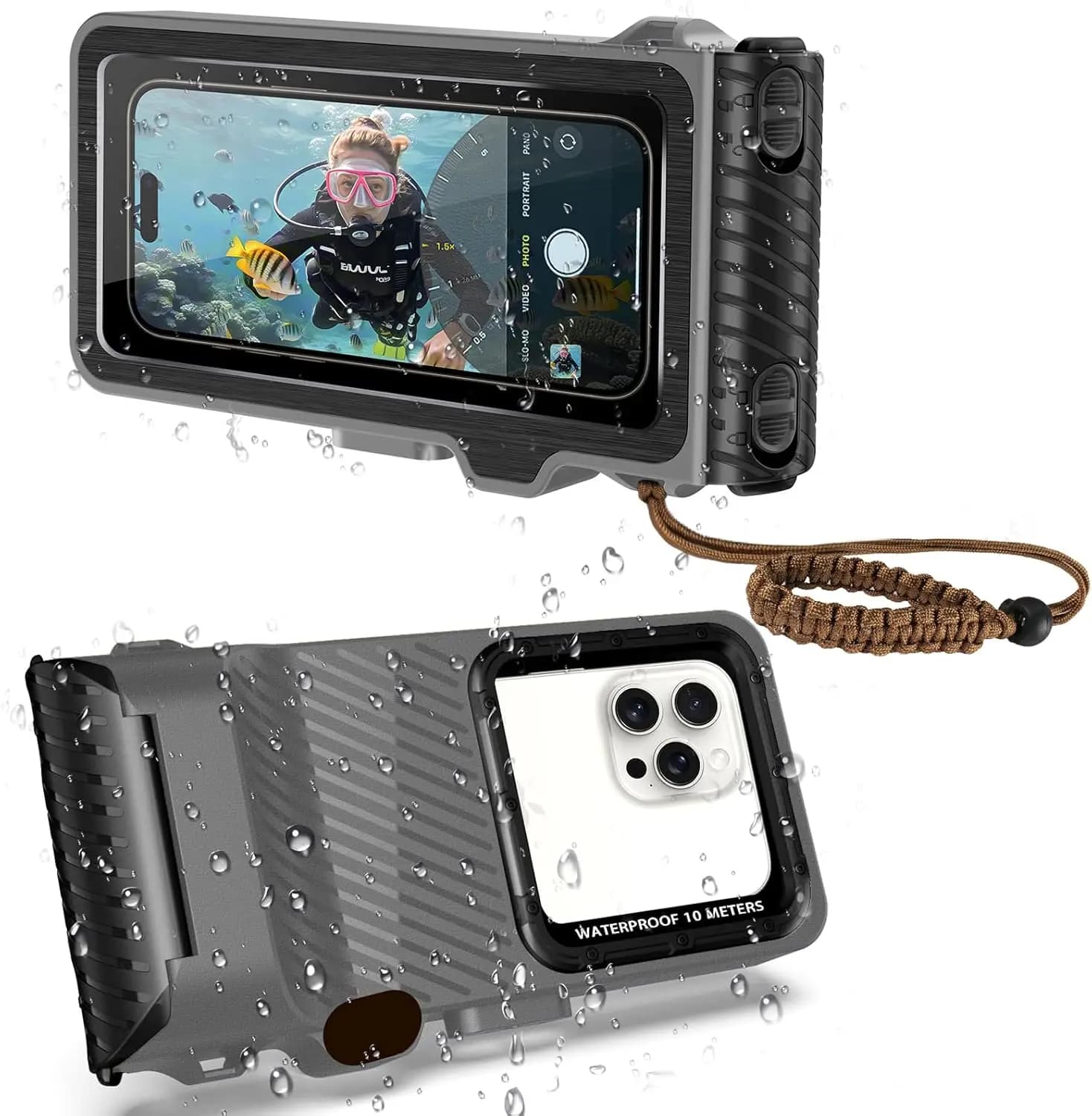 Custodia Impermeabile per Telefono per Snorkeling e Immersioni, Custodia Rigida IP68 Compatibile con iPhone, Touch Screen Subacqueo Universale