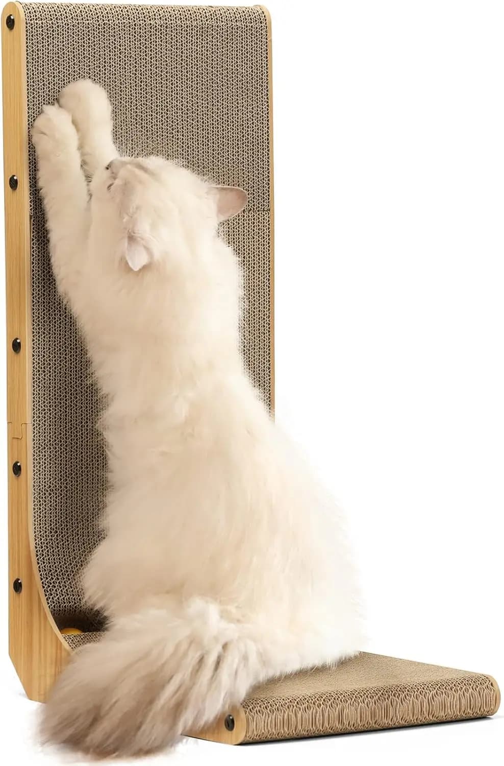Tiragraffi per Gatti a Forma di L da Parete, Grande Tiragraffi con Giocattolo a Sfera per Gatti da Interno, 68 cm