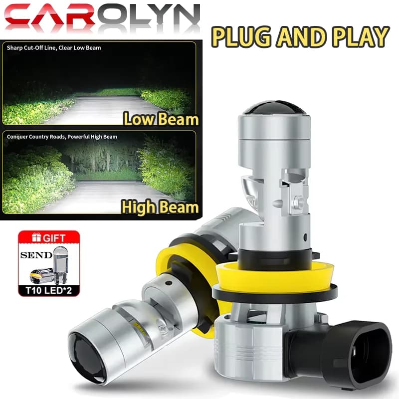CAROLYN H7 Ha Condotto La Lampadina Del Faro Mini Lente Del Proiettore H11 Ha Condotto La Luce H8 9005 9006 HB3 HB4 Con Canbus Auto Moto Faro misura 99%