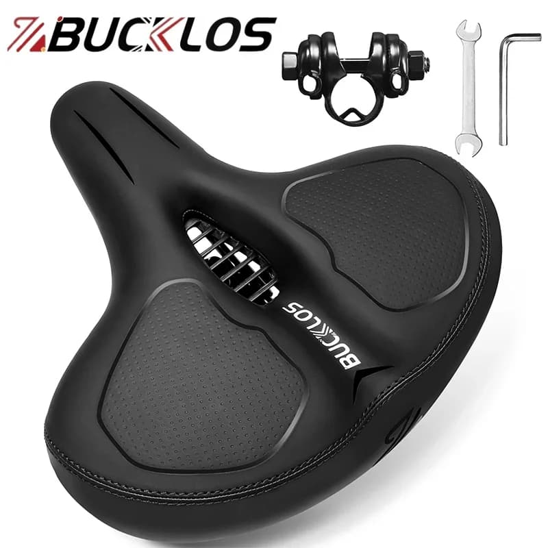 BUCKLOS Sella per bicicletta oversize Ammortizzatore Ampio Sella per bici addensata Cuscino del sedile ergonomico morbido e confortevole Parti di ciclismo
