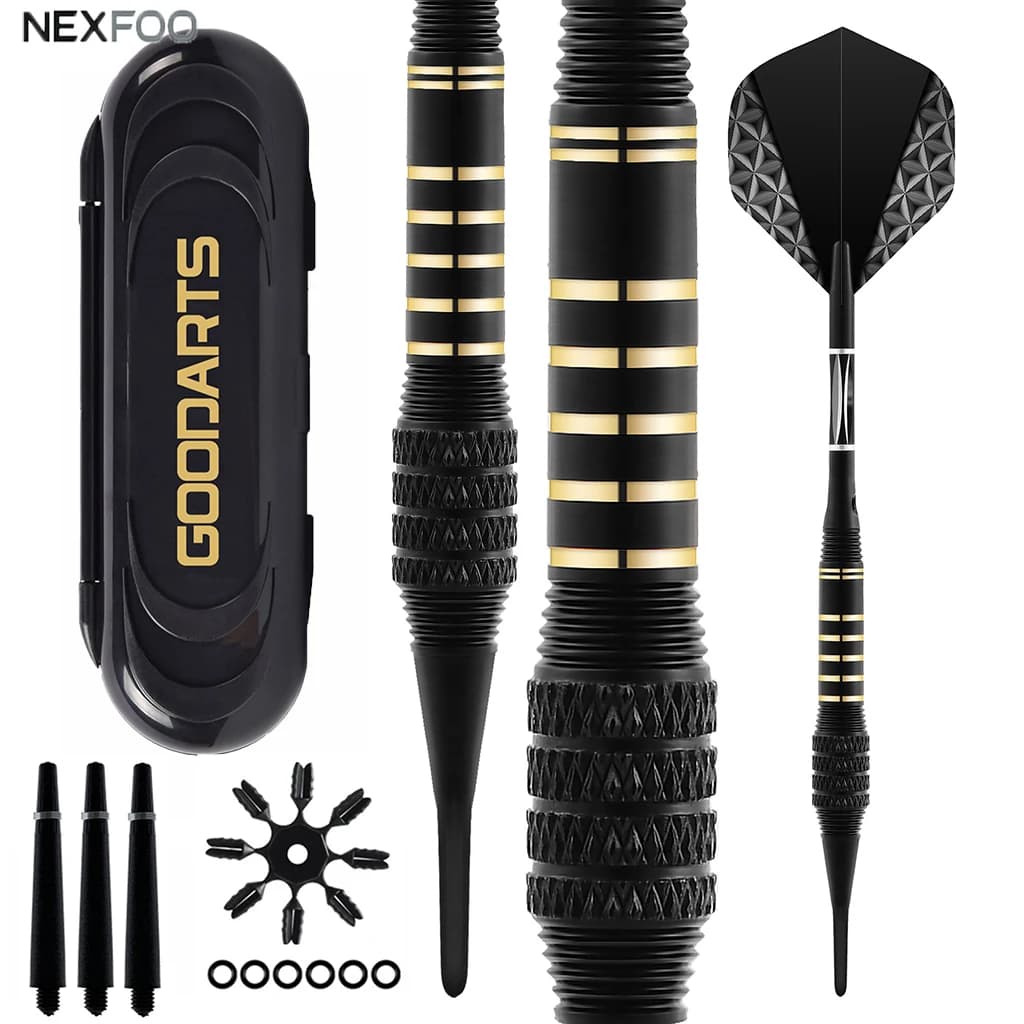 3Pcs 18g Brass Soft Tip Dart Set Plastic Tip Aluminum Shaft Complete Accessories with Storage Case for Electronic Dartboard Game