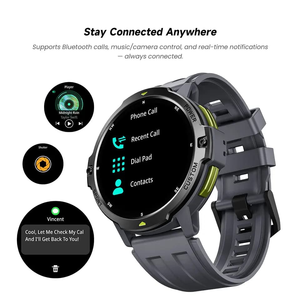 2026 NEW GPS Watch Smart 1.46 ''Display AMOLED Compass Built-in Altimeter Barometric 5ATM 580mAh Battery Sport Smartwatch Man