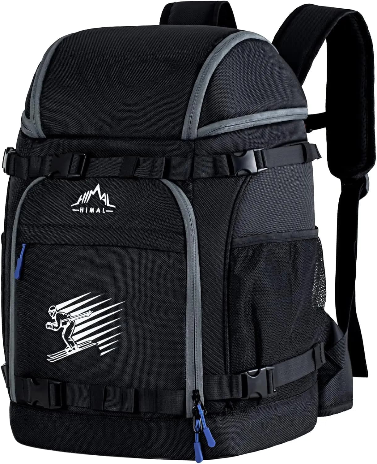 Ski Boot Bag, 50L Ski Boot Backpack for Ski Helmet, Goggles, Gloves, Skis, Snowboard & Accessories (Black)
