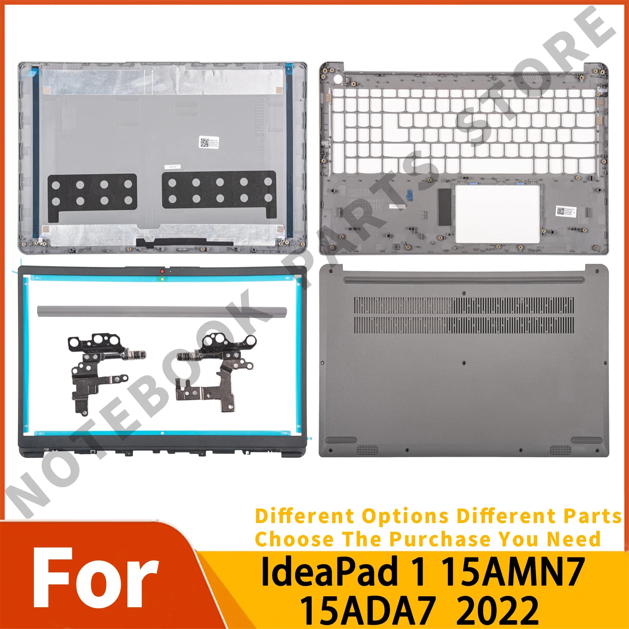 Parti Per IdeaPad 1 15ADA7 1 15AMN7 2022 Copertura Dello Schermo 5CB1F36621 Lunetta Cerniere Superiore AP3L6000270 Custodia Inferiore Argento AP3L6000770