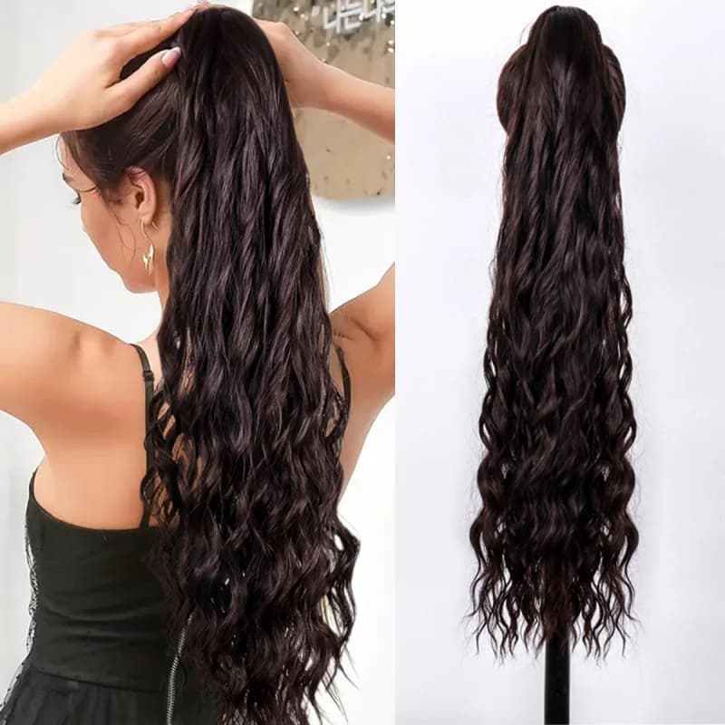Clip per Coda di Cavallo da Donna, Coda di Cavallo Alta e Voluminosa, Capelli Lunghi Ricci, Parrucca a Coda di Cavallo con Onde d'Acqua
