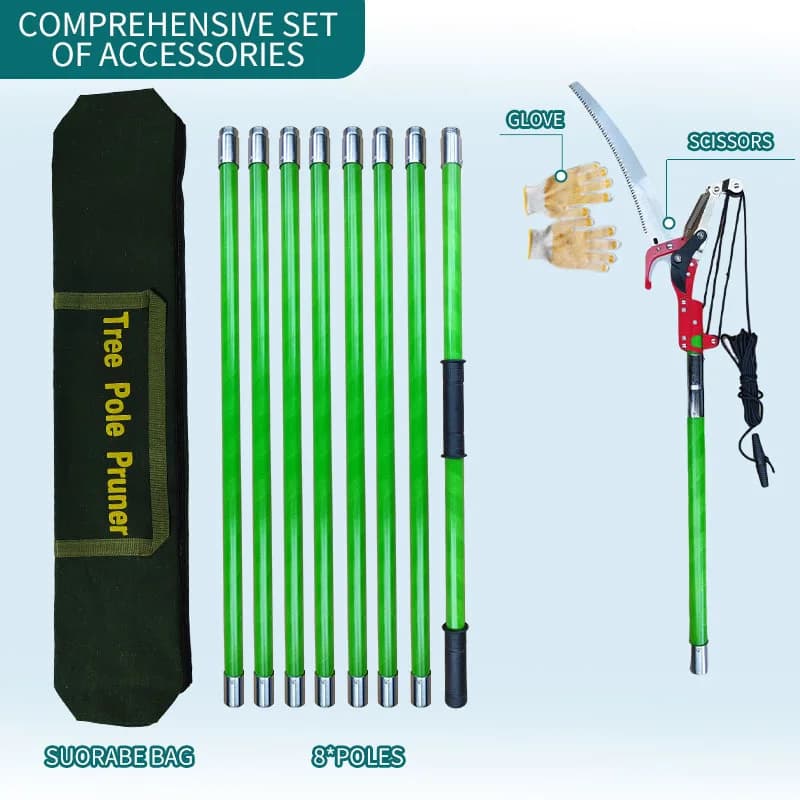 Custom green pruning scissors for tall branches, work-saving, for pruning in height, for orchards and forests, with locking cord