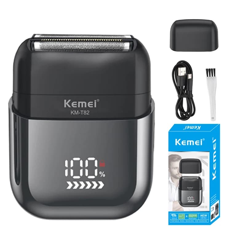 Kemei T82 Professional Waterproof Rechargeable Shaving Machine For Men Digital Display Barba Trimmer Mini Shaving Machine