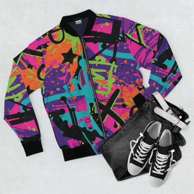 Harajuku Y2K Cappotto da golf con cerniera per uomo Moda Bomber Jacket Stripe Pullover da uomo 3d Jersey Felpa Giacche a maniche lunghe 2024
