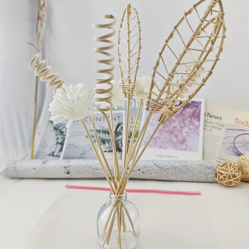Set di 12 Bastoncini Profumati Senza Fiamma Serie Loto, Diffusori di Fragranze Fai-da-Te, Decorazioni per la Casa
