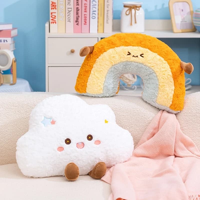Cuscino a Forma di Nuvola Arcobaleno per Adulti, Morbido Supporto Lombare per Divano e Camera da Letto, Tessuto Confortevole
