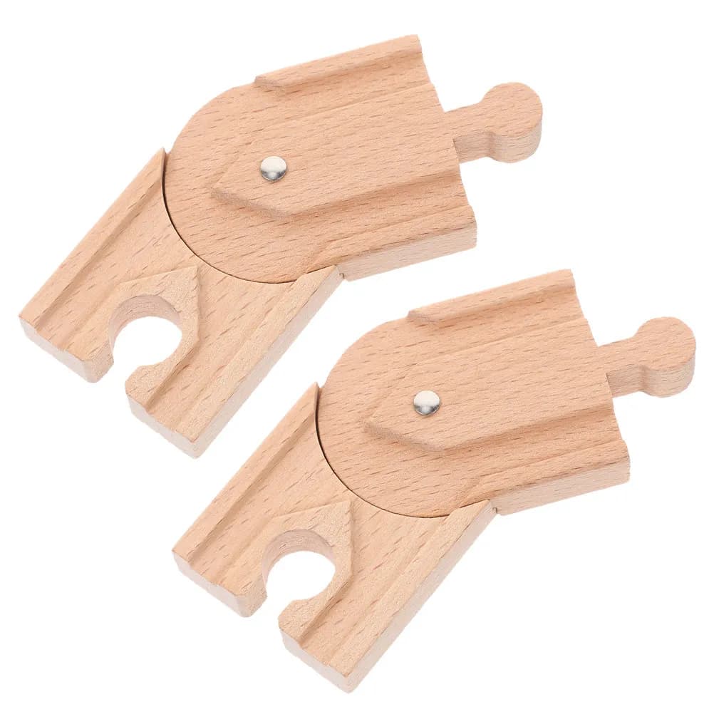 2 Pezzi di Accessori per Pista Ferroviaria in Legno, Blocchi Ferroviari Fai-da-Te per Stimolare l'Immaginazione e la Coordinazione Occhio-Mano dei Bambini