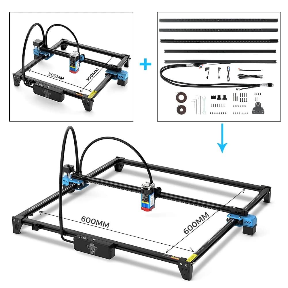 Twotrees Aluminum profile frame expansion kit for laser engraving 600x600mm for TTS-55 TTS-10 Pro CNC laser kit directly installed