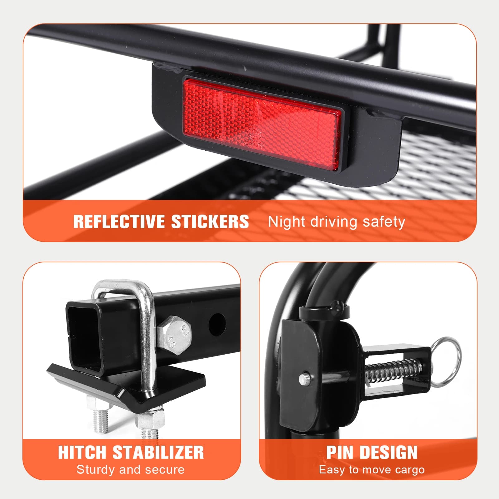 Portabici da Gancio Traino 60x24x14 pollici, Capacità 500 libbre, Adatto a Ricevitore da 2 pollici con Stabilizzatore per SUV, Camion, Pickup