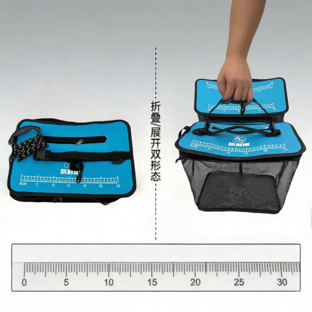 EVA Fishing Bucket Foldable Square Live Fish Keeper Floating Bait Container Portable Outdoor Tackle Equipment Storage Net