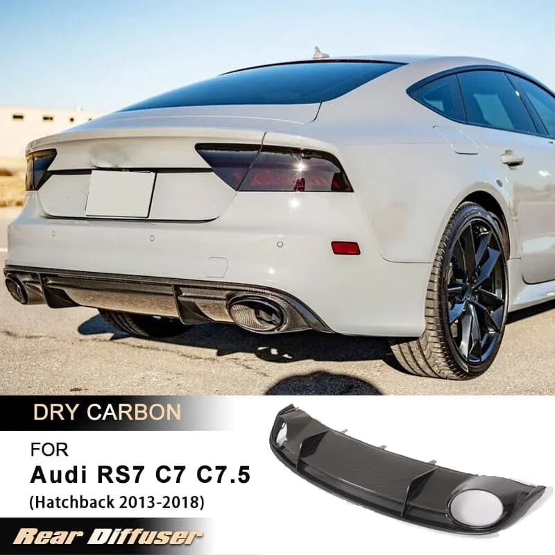 Car Rear Bumper Diffuser Lip Spoiler for Audi RS7 C7 C7.5 Hatchback 2013-2018 Racing Rear Apron Lip Body Kit Prepreg Dry Carbon