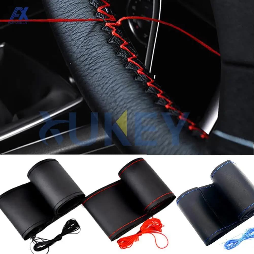 Nero/rosso/blu in pelle fai da te coprivolante protezione ago 38cm 15 "adesivo accessori originali per Focus 2 3 Kia Rio