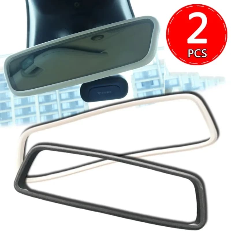 For Tesla Rearview Mirror Cover Car Interior Center Rearview Mirror Protector Covers Dash Cam Navigation Screen Frame Cover Caps