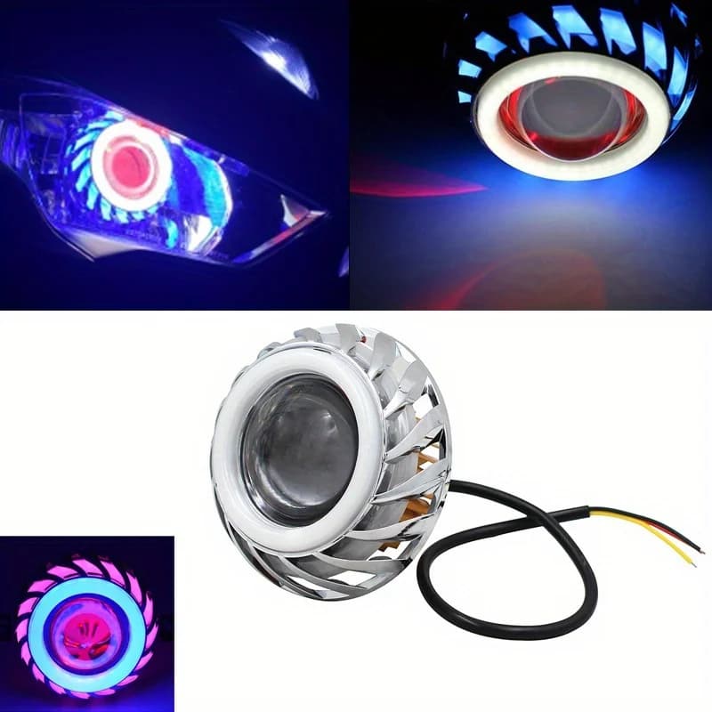 Auto Moto Faro Del Motociclo 30W LED Angel Eyes Faro Lente Fascio Alto/Basso Mini Proiettore Demon Eyes DRL Lampada Retrofit