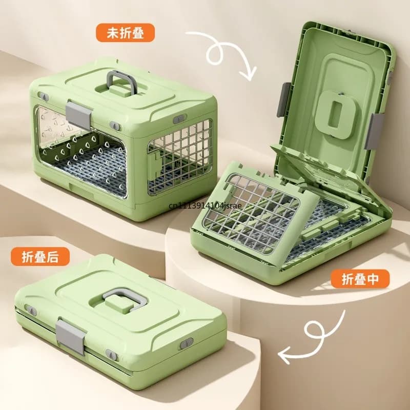 Collapsible Handheld Pet Air Approved Carrier, Ventilated Cat Transport Box for Daily Walking, Road Travel and Air Consignment