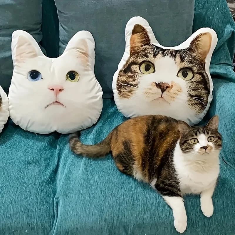 Cuscino personalizzato con immagine di cane o gatto, ideale per Natale, Ringraziamento, commemorazione di animali domestici, vari cuscini in peluche a forma di animali.