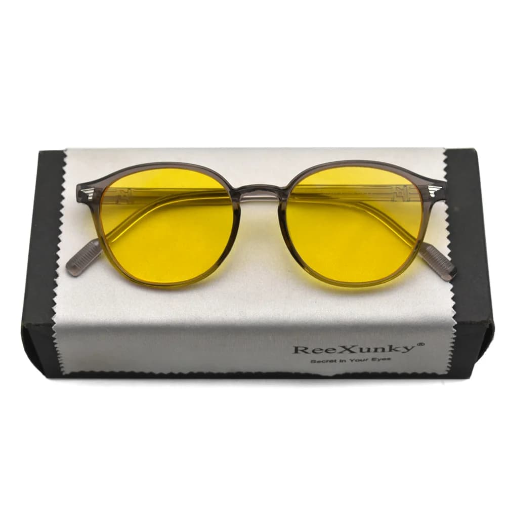 Occhiali da Computer Ultra-leggeri con Visione Notturna e Protezione Anti Luce Blu, Montatura Rotonda Vintage per Uomo e Donna, Occhiali da Gaming per Protezione Digitale degli Occhi