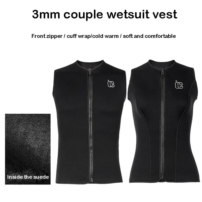 3mm Men's Diving Surf Vest Sleeveless Velvet Jumpsuit Kayak Snorkeling Swim vest Warm dive Mute Free