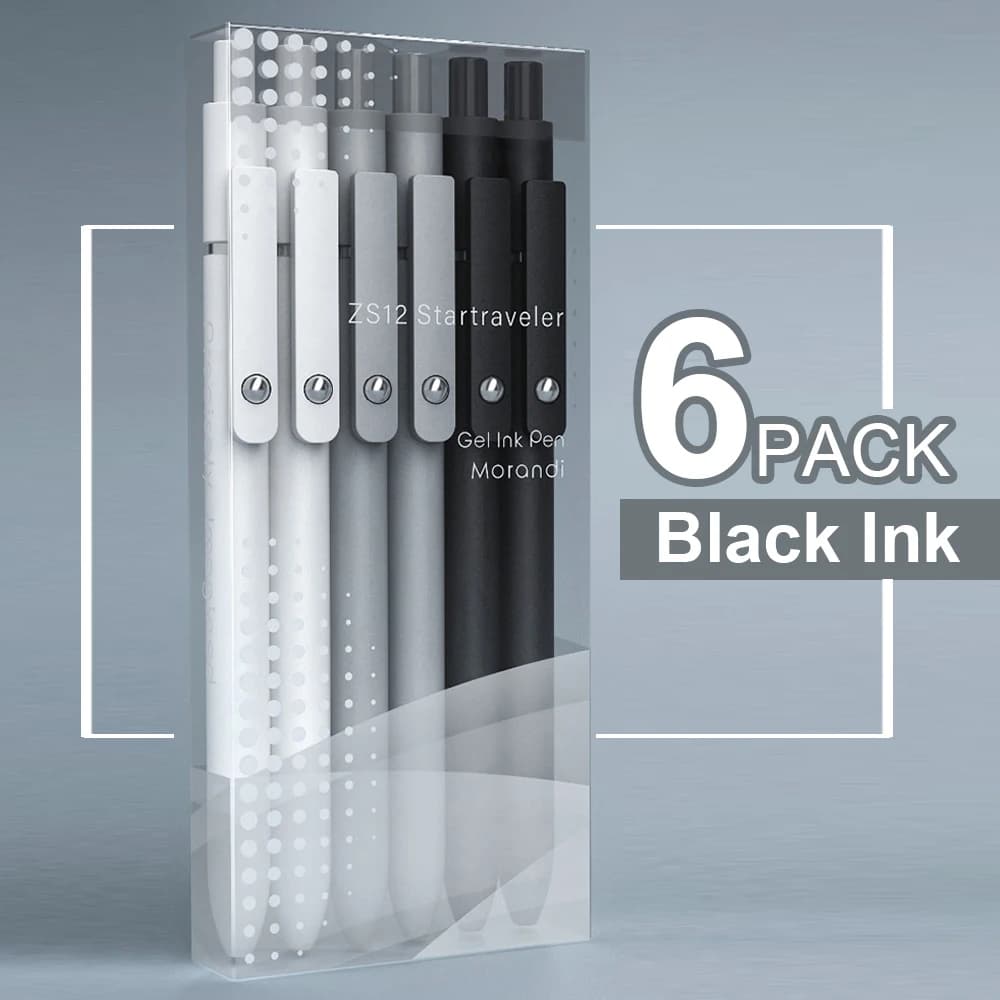 6 Pz/set Colore Della Miscela Penna Gel Retrattile 0.5 MM Nero Scrittura Penna Gel Penna A Sfera Per Studente di Scuola Ufficio Materiale Scolastico