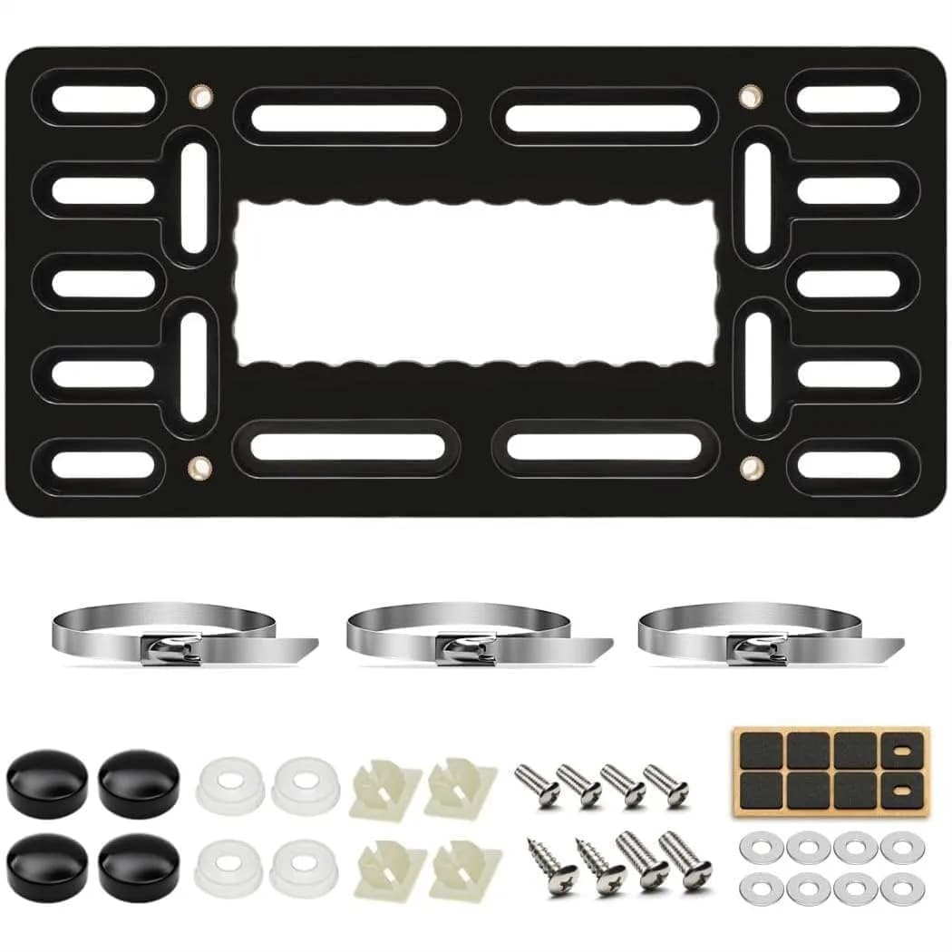 Supporto per targa anteriore, supporto senza foratura con tappo a vite in acciaio inossidabile e fascette stringicavo, universale per la maggior parte delle auto