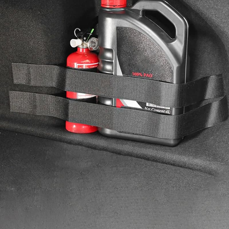 4 pezzi nero per bagagliaio di un'auto, cintura fissa, nastro in nylon, cinturino ad anello, interni auto, organizer rigido, accessori per auto